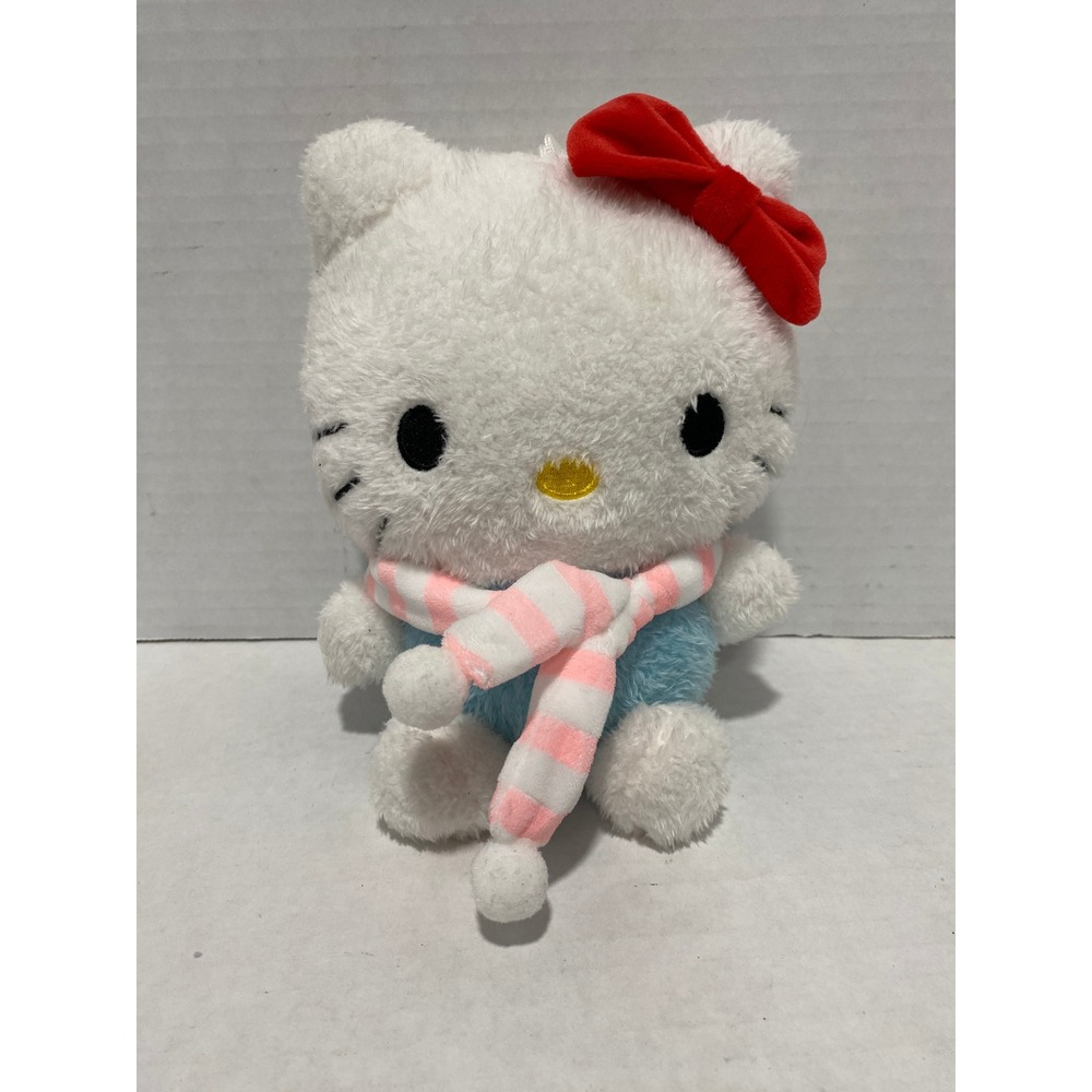Sanrio Hello Kitty Plush Winter Scarf Blue White Suction Cup 7in
